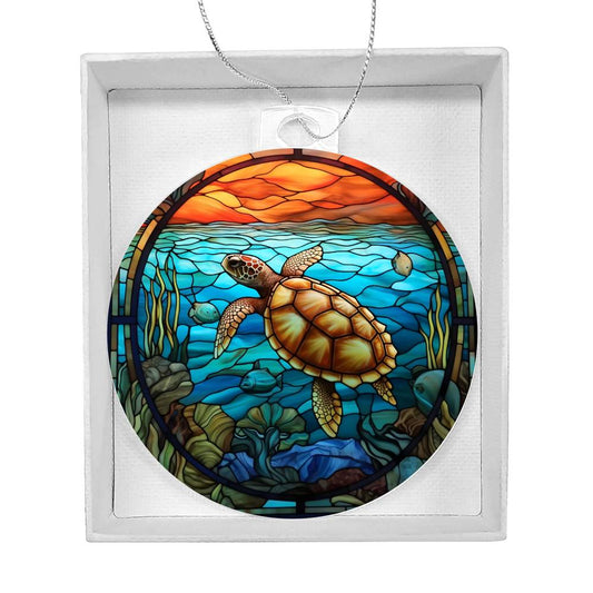 Sea Turtle Acrylic Christmas Ornament - Coastal Holiday Decoration-[Heartfelt Family Gift]