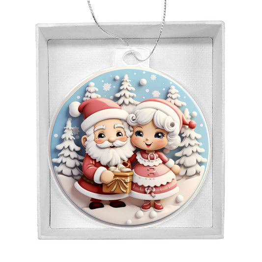 Pastel Pink and Blue Mr and Mrs Claus Acrylic Christmas Ornament - Festive Holiday Decor-[Heartfelt Family Gift]