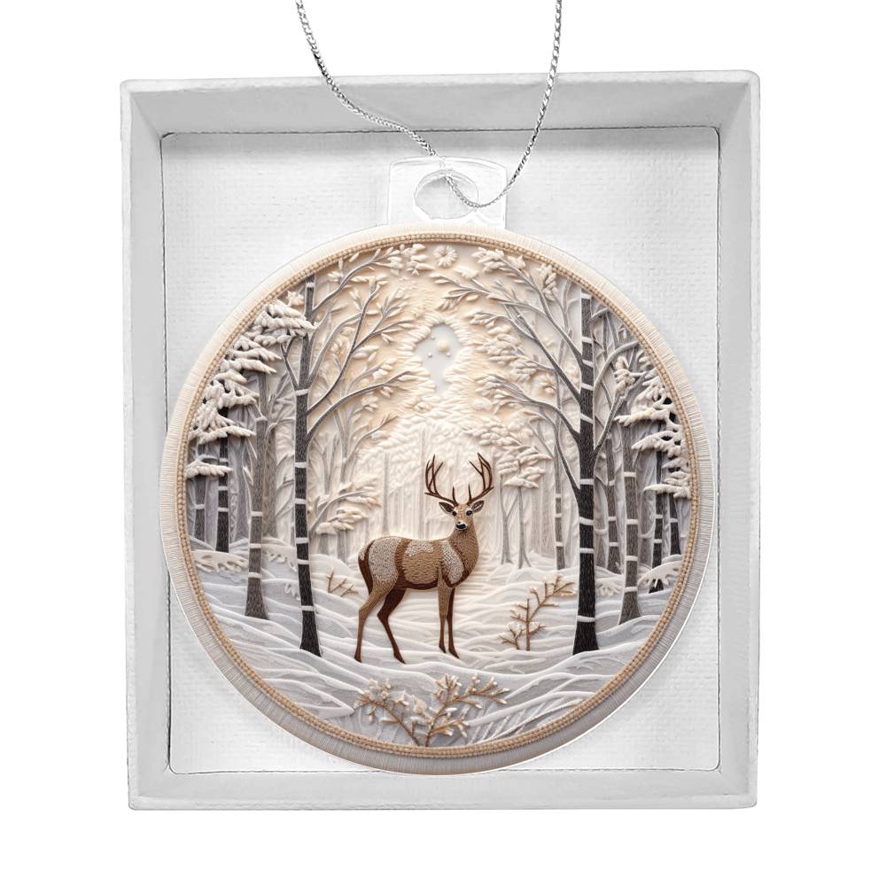 Snowy Deer Christmas Ornament - Festive Holiday Decoration-[Heartfelt Family Gift]