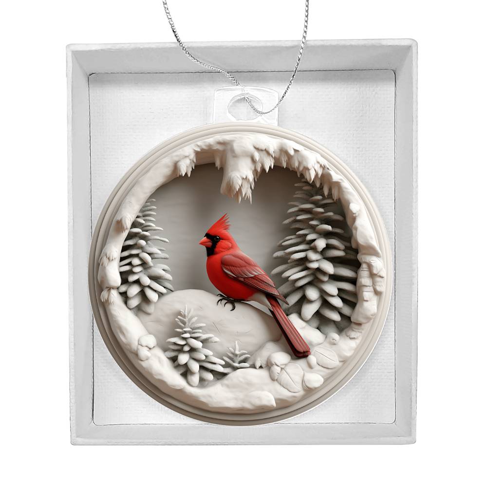 Cardinal 3d Effect Acrylic Ornament-[Heartfelt Family Gift]