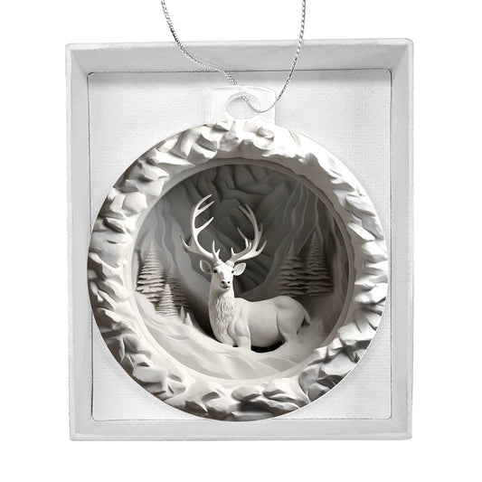 White Deer 3d Effect Acrylic Ornament-[Heartfelt Family Gift]