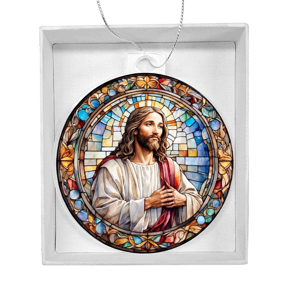 Jesus Stain glass effect Acrylic Christmas Ornament-[Heartfelt Family Gift]