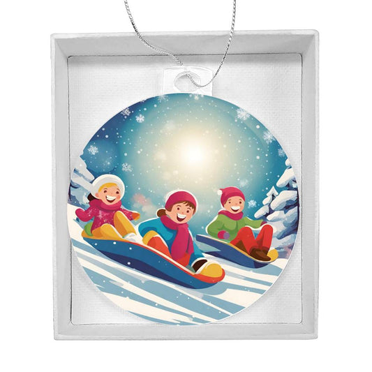 Kids Sledding Christmas Ornament - Snow Day Fun Decoration-[Heartfelt Family Gift]
