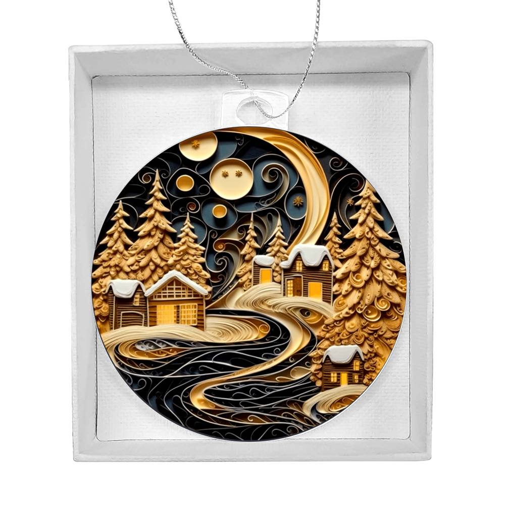 Village Quilling Effect Acrylic Ornament-[Heartfelt Family Gift]