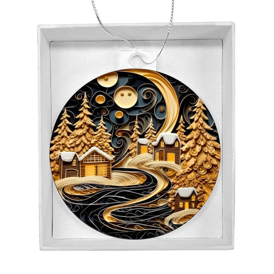Village Quilling Effect Acrylic Ornament-[Heartfelt Family Gift]