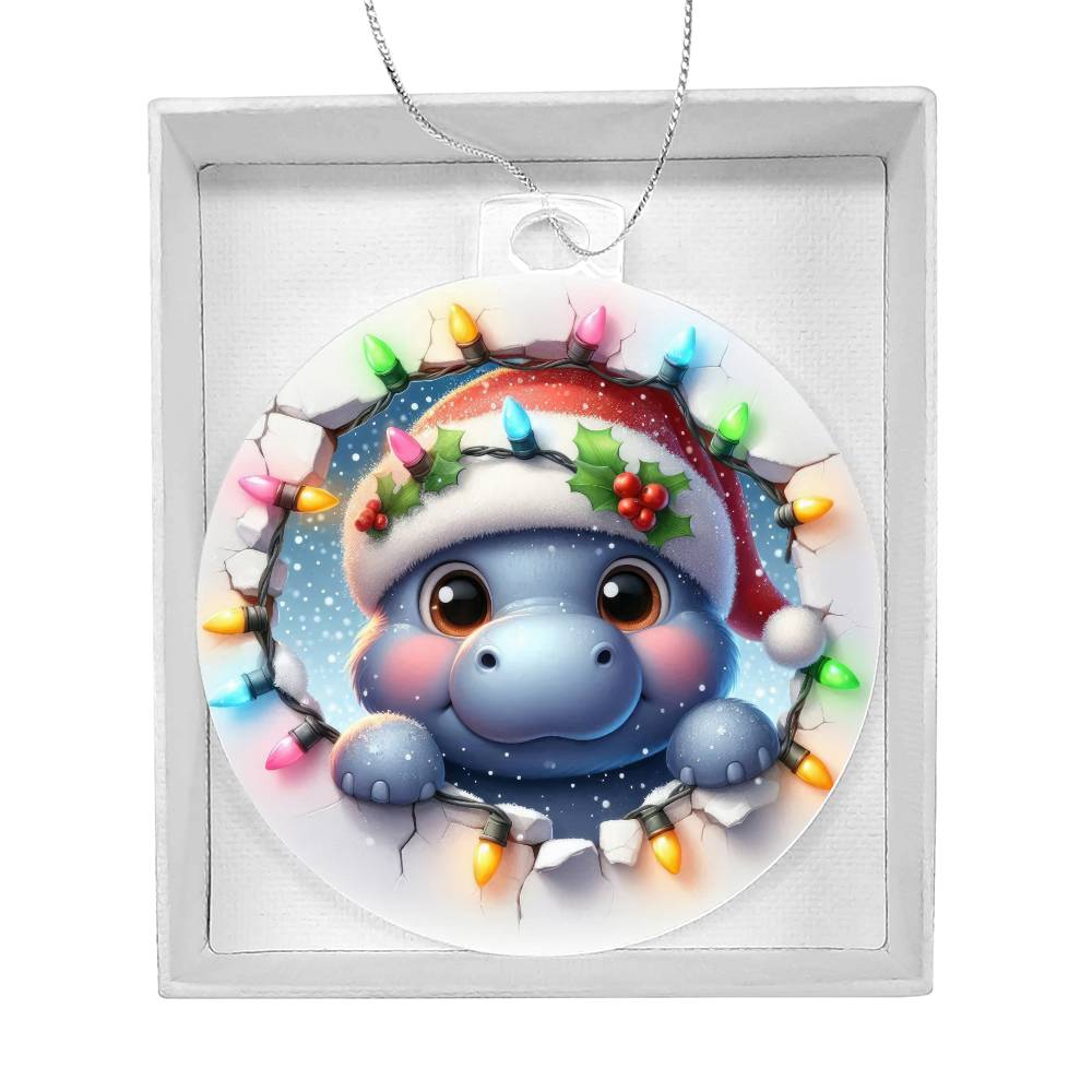Hippo Breakaway 3d Effect Acrylic Ornament-[Heartfelt Family Gift]