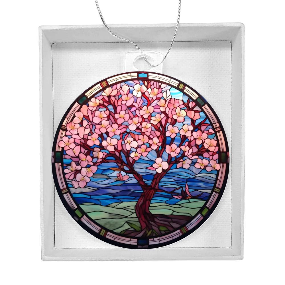 Cherry Blossom Acrylic Christmas Ornament - Festive Holiday Decor-[Heartfelt Family Gift]