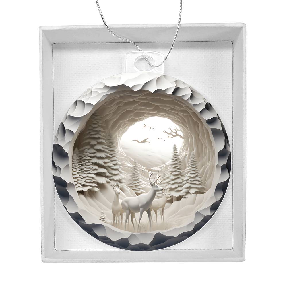 Acrylic Christmas Ornament Snowy Woods 3D Effect-[Heartfelt Family Gift]