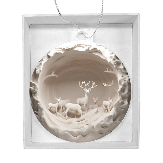 3D Winter Deer Acrylic Ornament - Handcrafted Holiday Decor-[Heartfelt Family Gift]