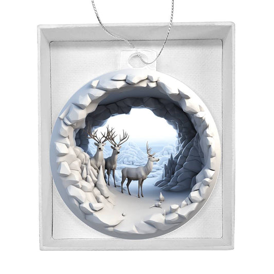 Rustic Winter Deer Acrylic Ornament  Handmade Holiday Decoration-[Heartfelt Family Gift]