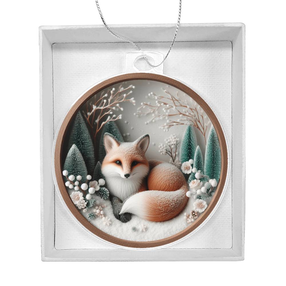 Woodland Fox 3D Effect Acrylic Christmas Ornament