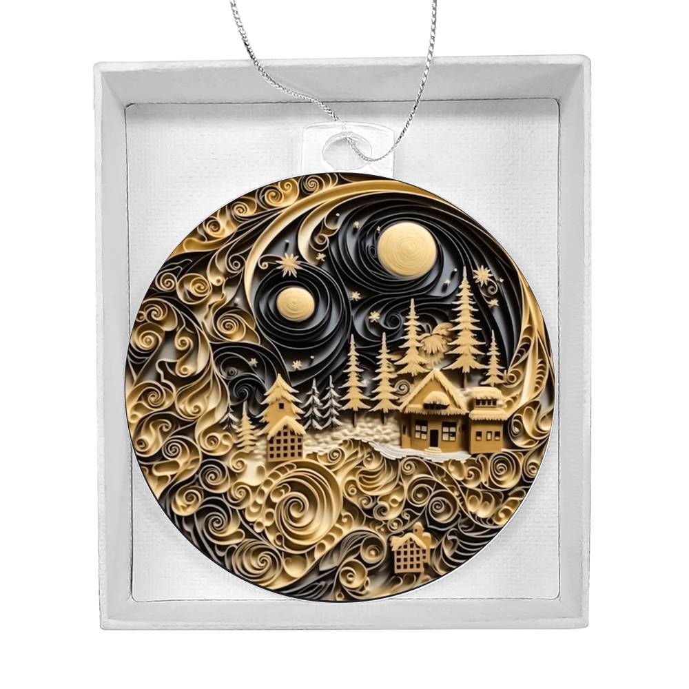 Village Quilling Effect Acrylic Ornament-[Heartfelt Family Gift]
