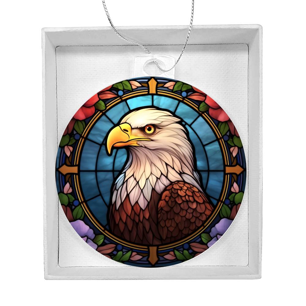 Bald Eagle Stained Glass Acrylic Christmas Ornament - Unique Holiday Decoration-[Heartfelt Family Gift]