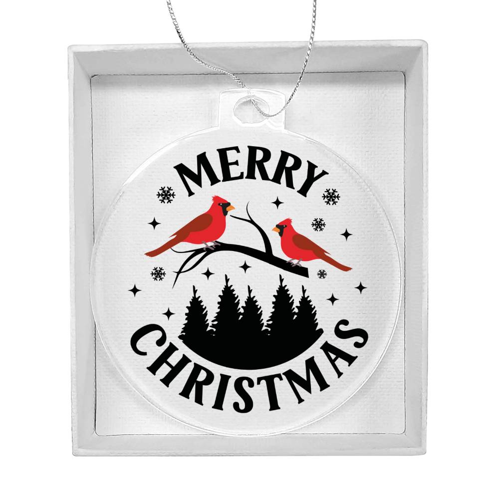 Merry Christmas Cardinal Acrylic Ornament-[Heartfelt Family Gift]