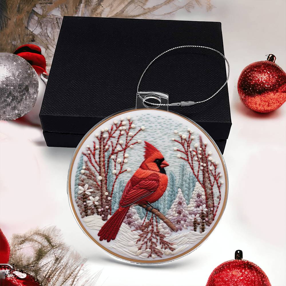 Cardinal Acrylic Ornament-[Heartfelt Family Gift]