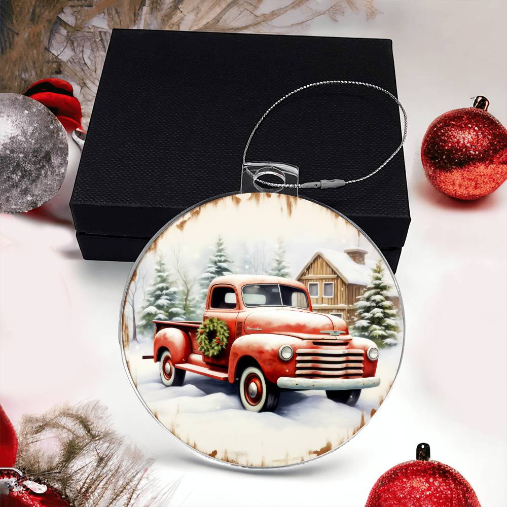 Pickup Truck Acrylic Christmas Ornament-[Heartfelt Family Gift]