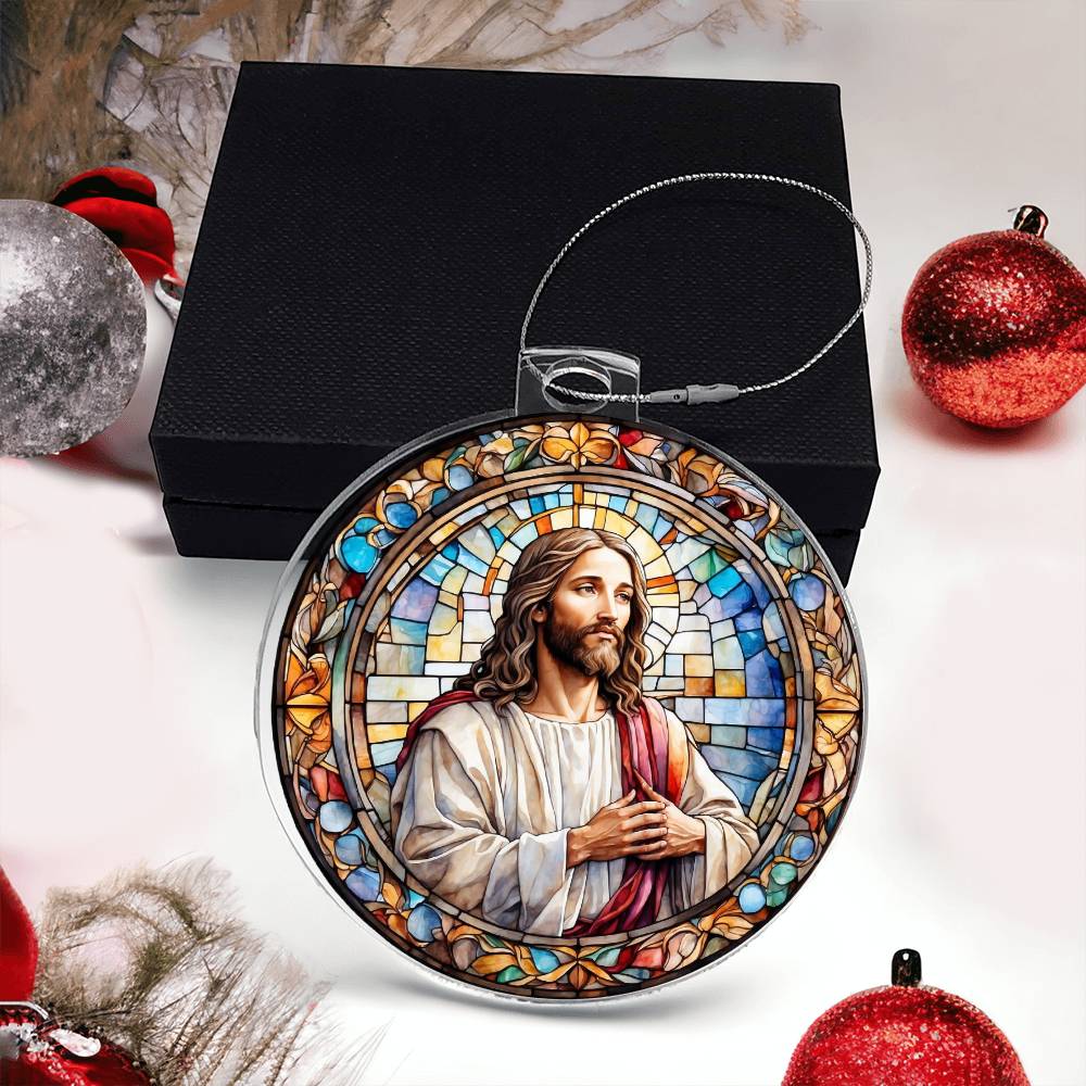 Jesus Stain glass effect Acrylic Christmas Ornament-[Heartfelt Family Gift]
