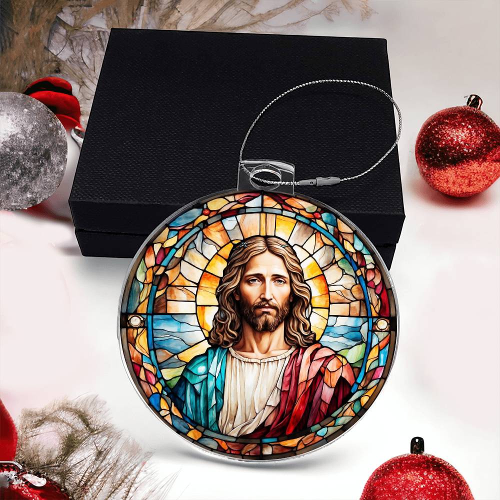 Jesus Stained Glass Effect Acrylic Christmas Ornament-[Heartfelt Family Gift]