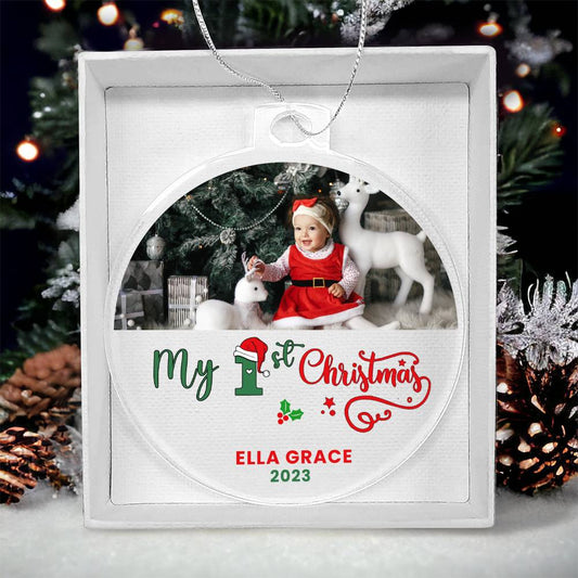 Babies 1st Christmas Personalized Photo Ornament-[Heartfelt Family Gift]