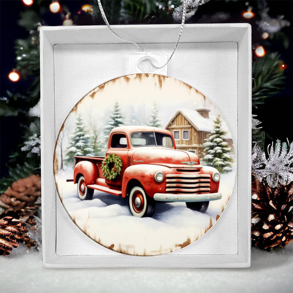 Pickup Truck Acrylic Christmas Ornament-[Heartfelt Family Gift]