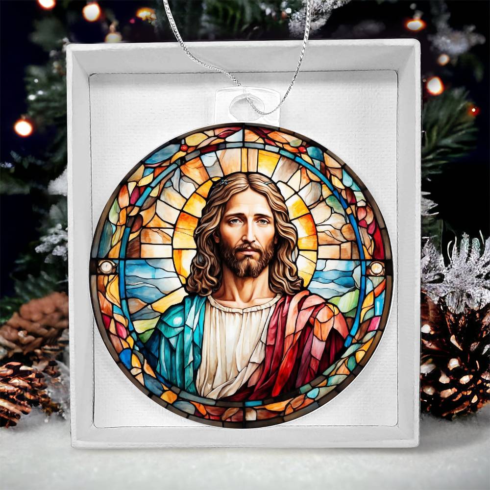 Jesus Stained Glass Effect Acrylic Christmas Ornament-[Heartfelt Family Gift]