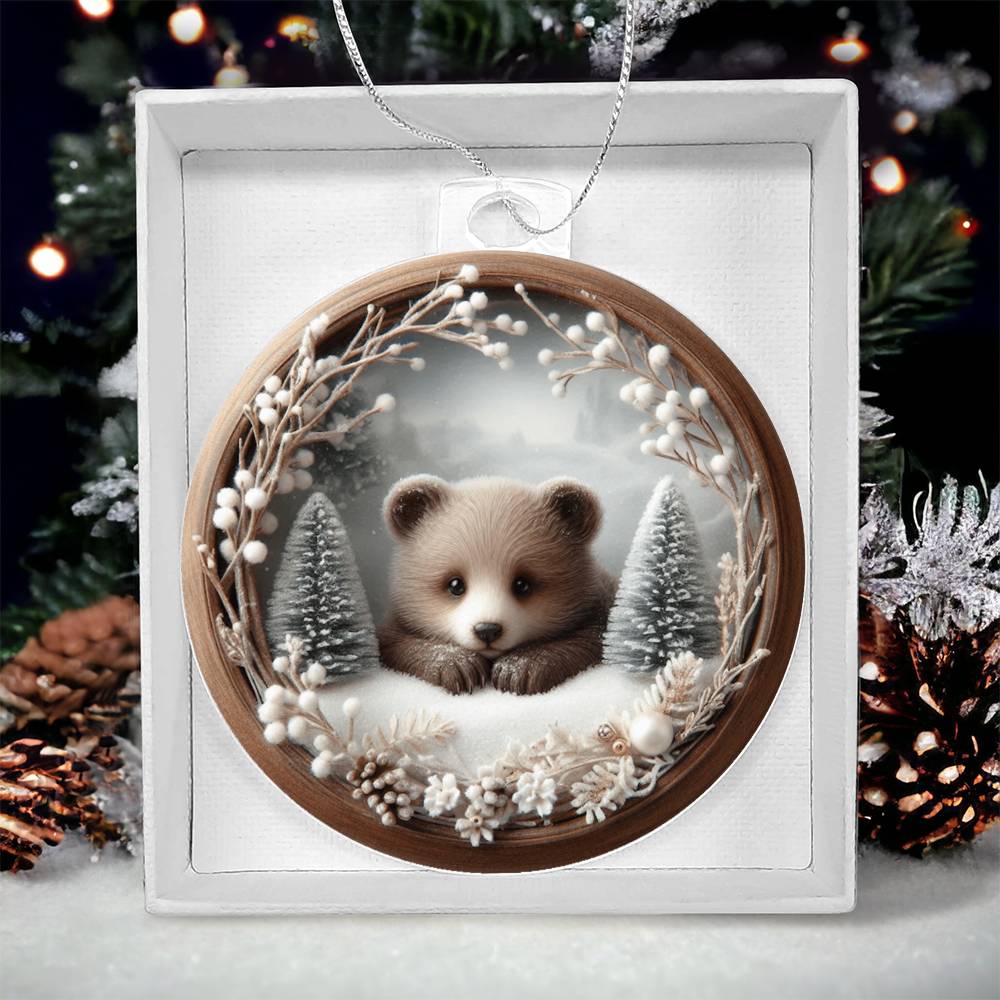 Woodland Bear 3D Effect Christmas Ornament