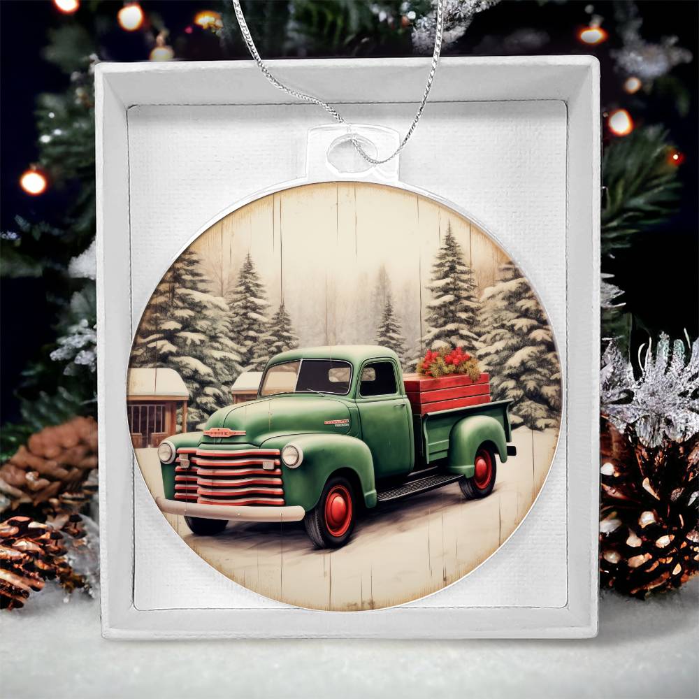 Christmas Pickup truck Acrylic Christmas Ornament-[Heartfelt Family Gift]