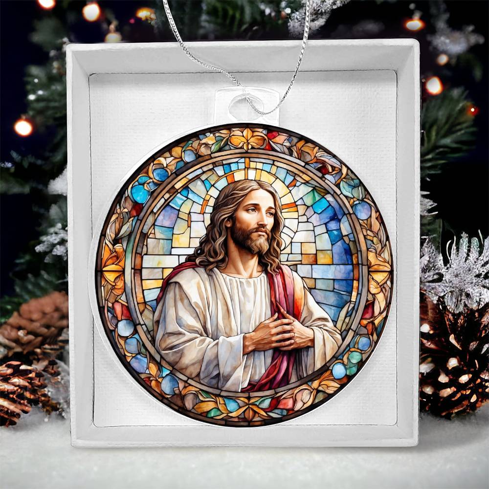 Jesus Stain glass effect Acrylic Christmas Ornament-[Heartfelt Family Gift]