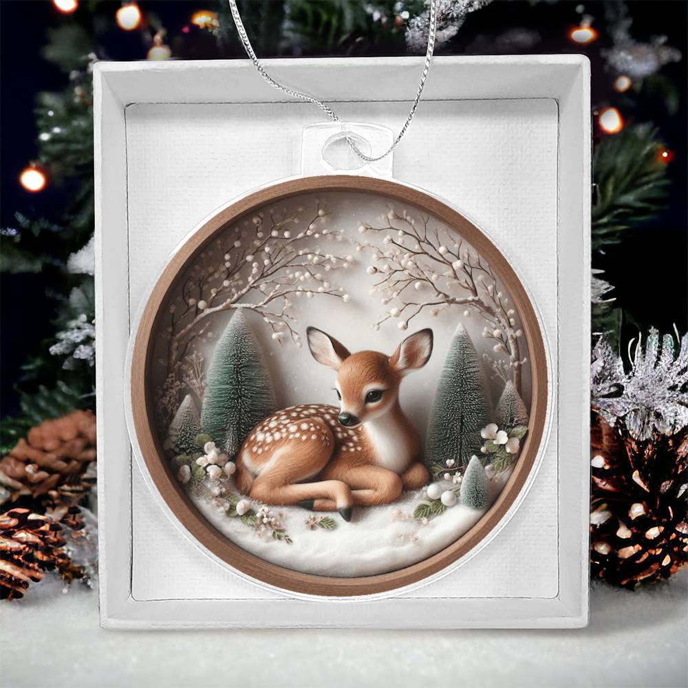 Woodland Deer 3D Effect Acrylic Christmas Ornament