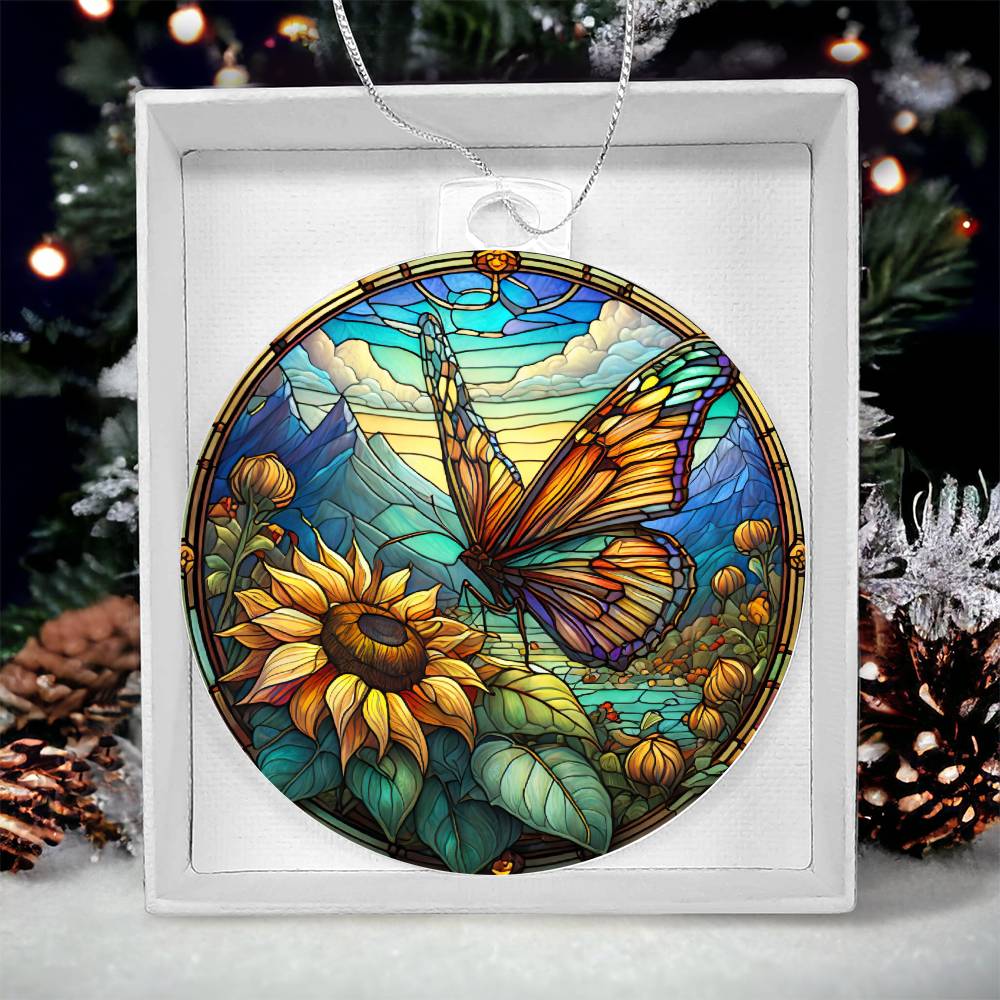 Butterfly Acrylic Christmas Ornament Faux Stained Glass Look-[Heartfelt Family Gift]
