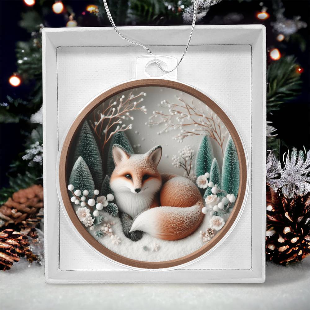 Woodland Fox 3D Effect Acrylic Christmas Ornament