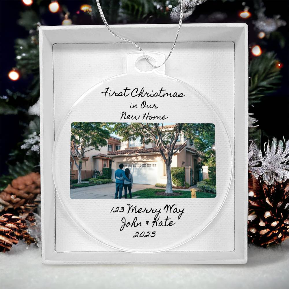 Personalized First Christmas in Our New Home Round Acrylic Ornament-[Heartfelt Family Gift]