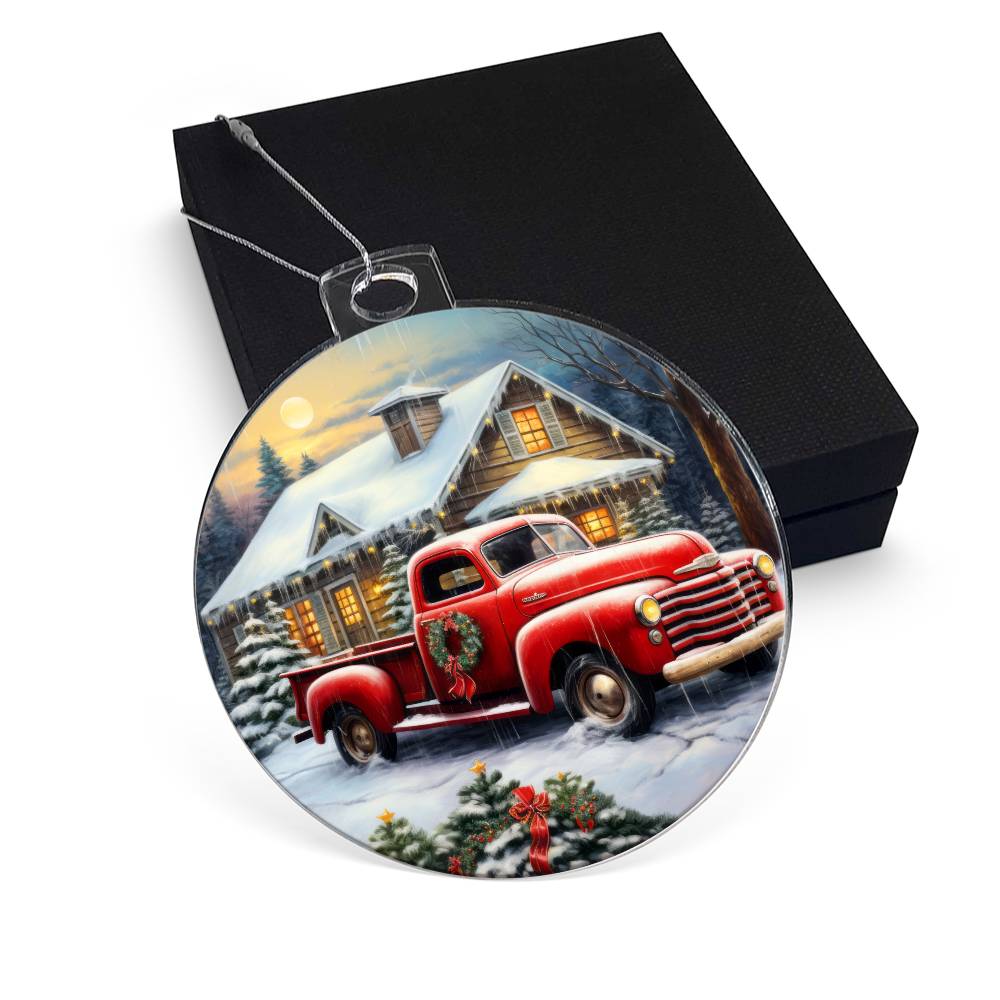 Red Truck Acrylic Christmas Ornament-[Heartfelt Family Gift]