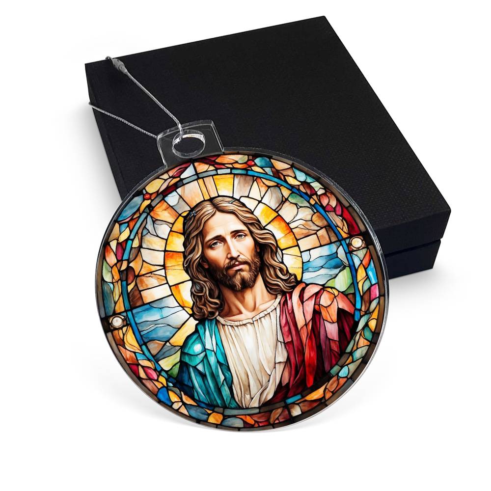 Jesus Stained Glass Effect Acrylic Christmas Ornament-[Heartfelt Family Gift]