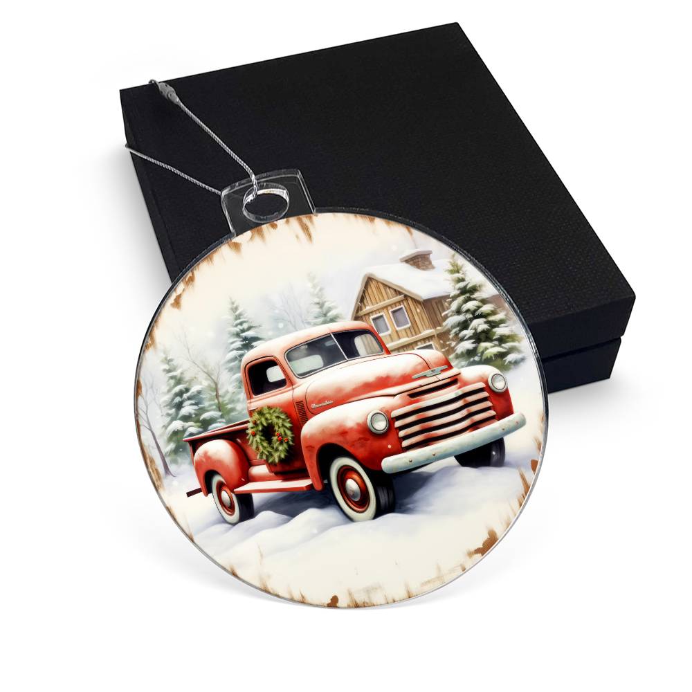 Pickup Truck Acrylic Christmas Ornament-[Heartfelt Family Gift]