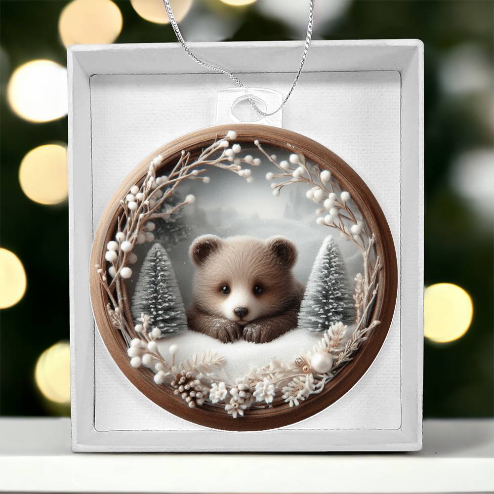Woodland Bear 3D Effect Christmas Ornament