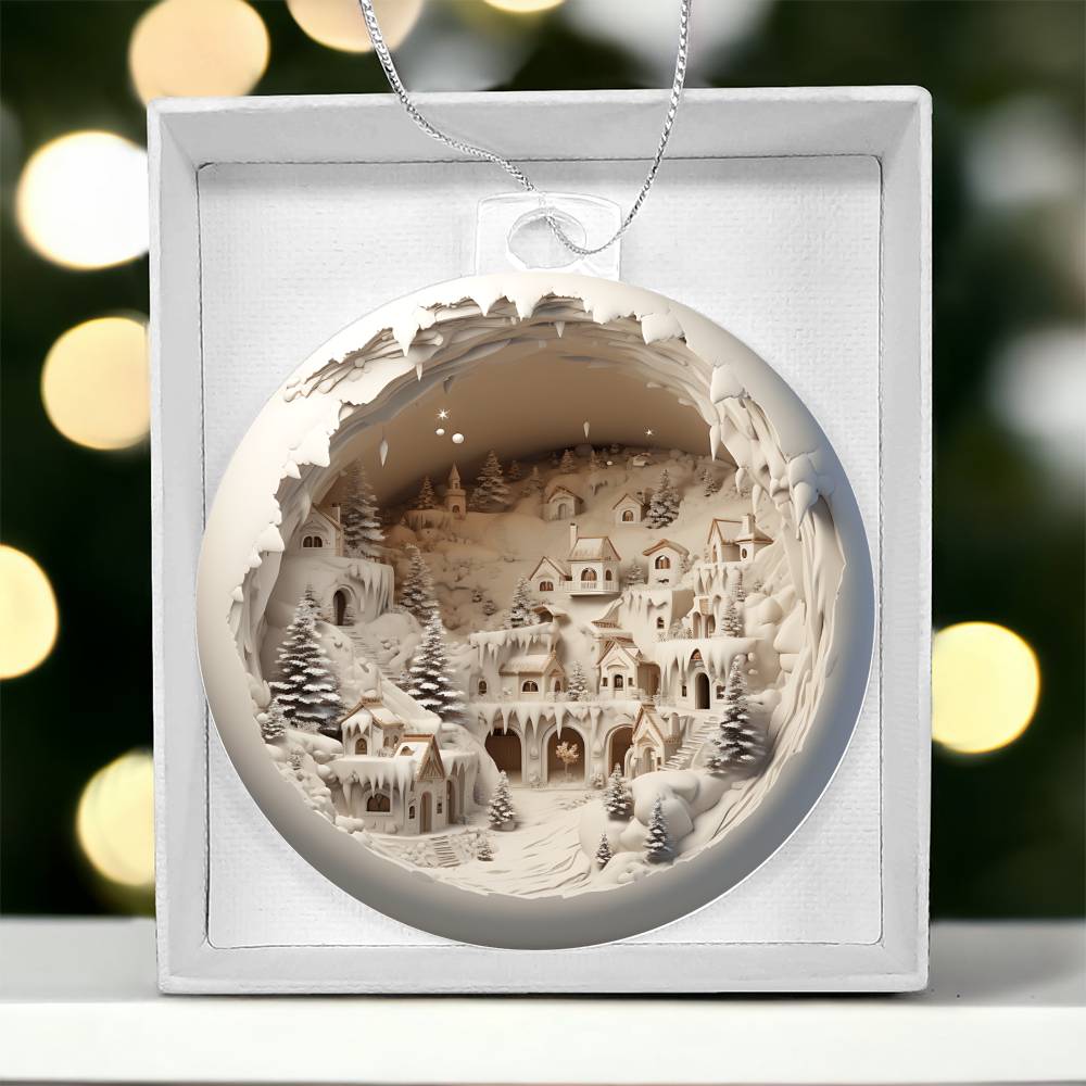 3D Winter Scene Acrylic Ornament with Realistic Effect  Perfect Holiday Decoration-[Heartfelt Family Gift]
