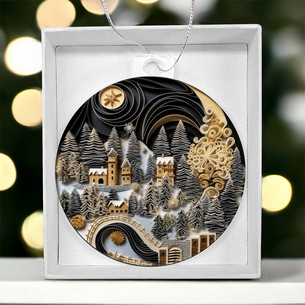 Village Quilling Effect Acrylic Ornament-[Heartfelt Family Gift]