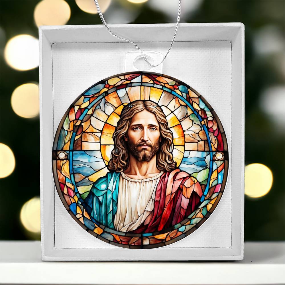 Jesus Stained Glass Effect Acrylic Christmas Ornament-[Heartfelt Family Gift]