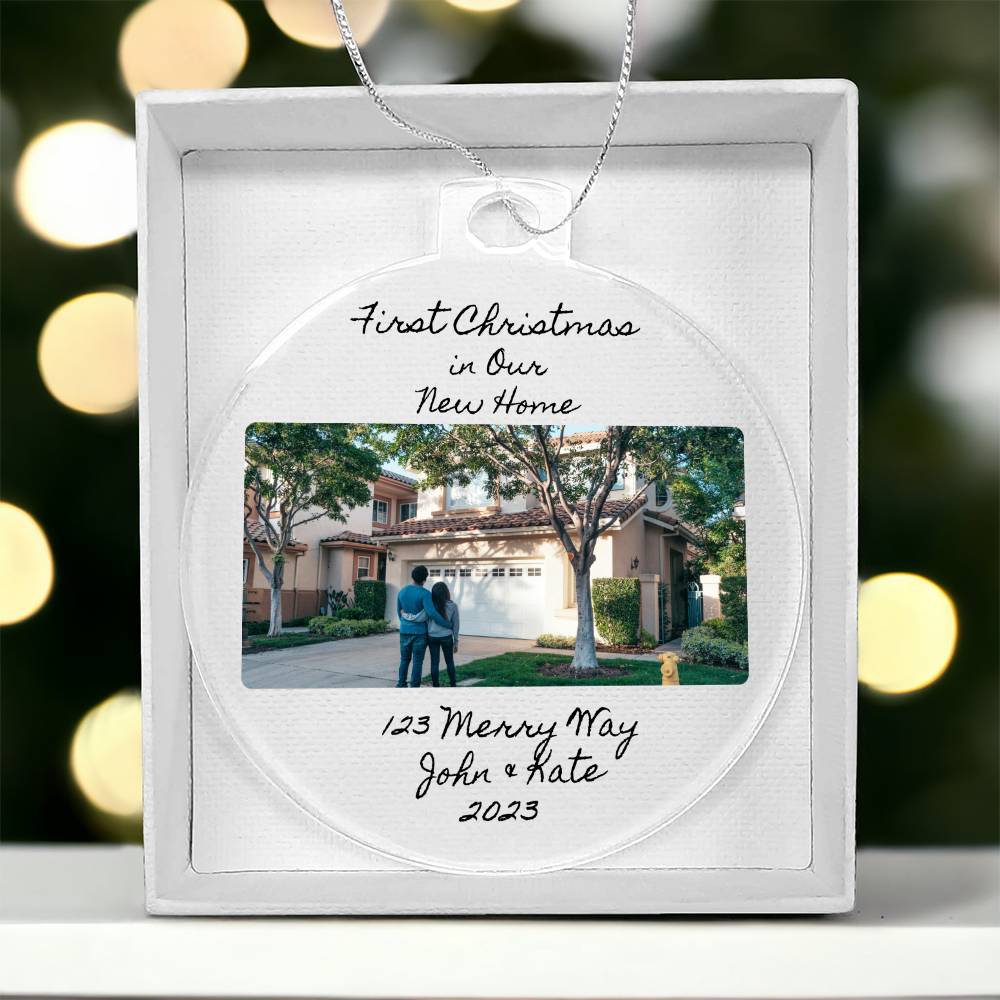 Personalized First Christmas in Our New Home Round Acrylic Ornament-[Heartfelt Family Gift]