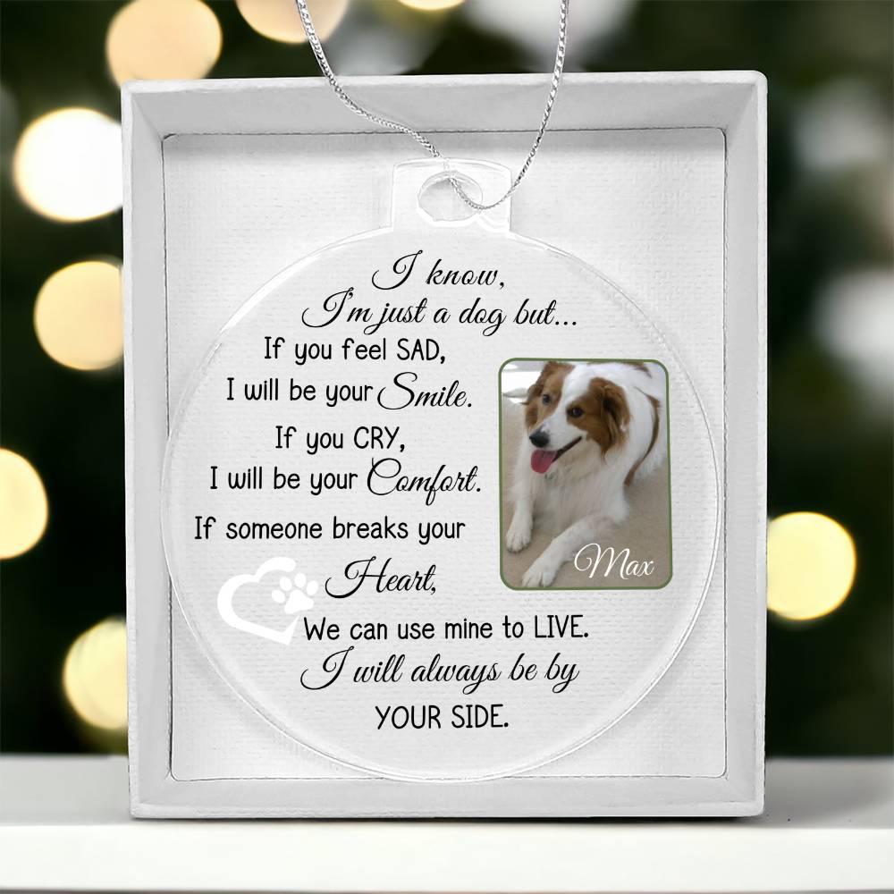 Personalized Dog Photo and Name Acrylic Christmas Ornament-[Heartfelt Family Gift]