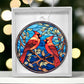 Cardinals Stained Glass Acrylic Ornament-[Heartfelt Family Gift]