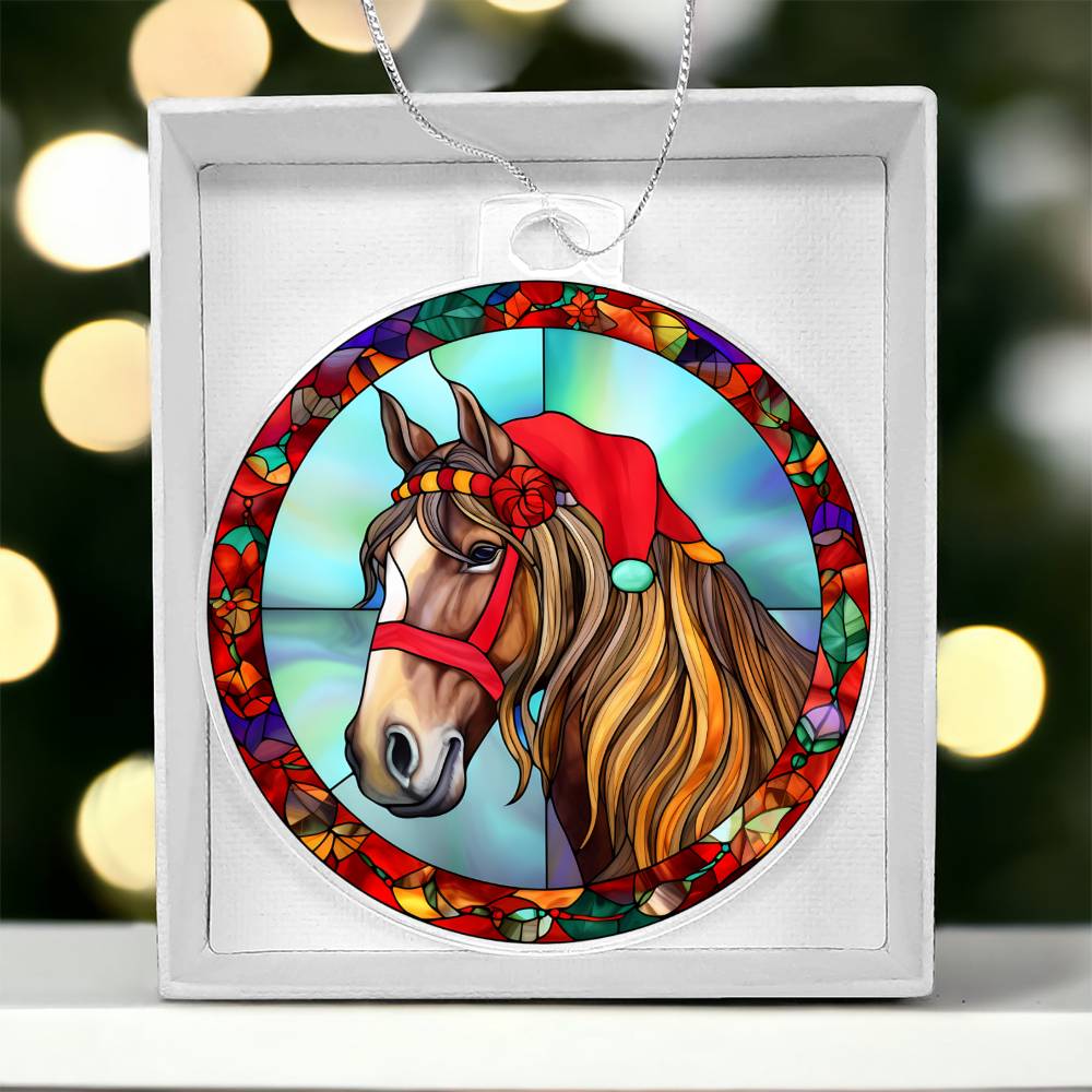 Stunning Stained Glass Horse Christmas Ornament - Handcrafted Holiday Decoration-[Heartfelt Family Gift]