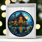 Lake House Stained Glass Christmas Ornament - Decorative Handcrafted Holiday Decoration-[Heartfelt Family Gift]