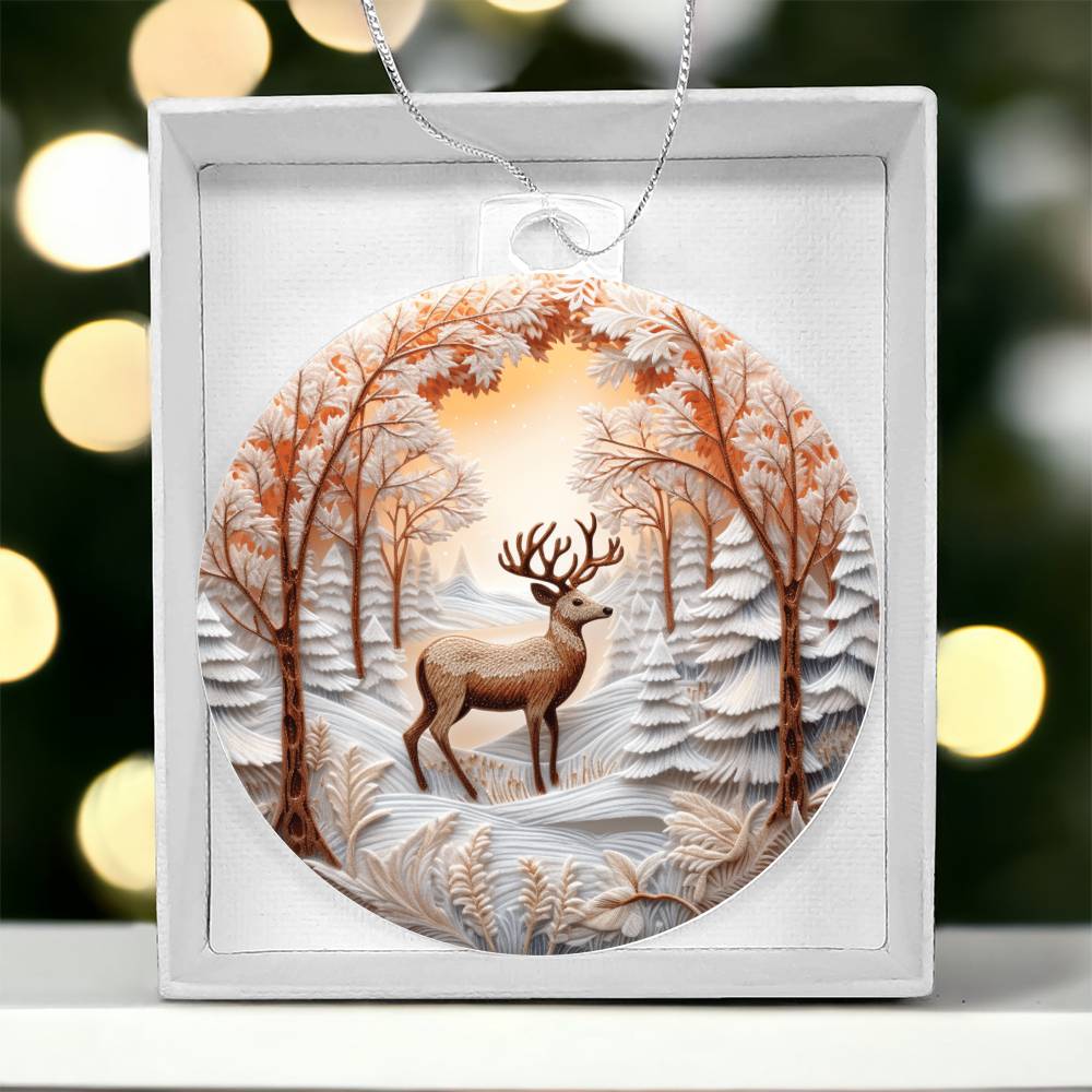 Deer in Snow Acrylic Christmas Ornament - Perfect for Holiday Decor-[Heartfelt Family Gift]