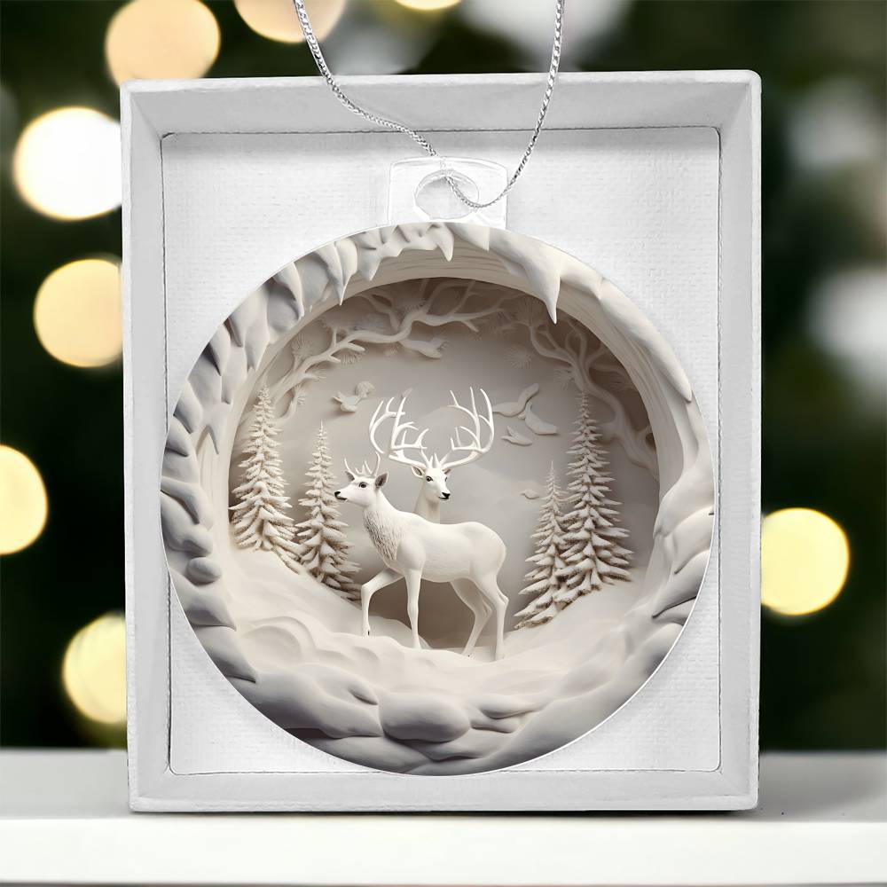 Winter Deer Acrylic Ornament - 3D Effect Decoration for a Festive Touch - Perfect for Holiday Season Dcor-[Heartfelt Family Gift]