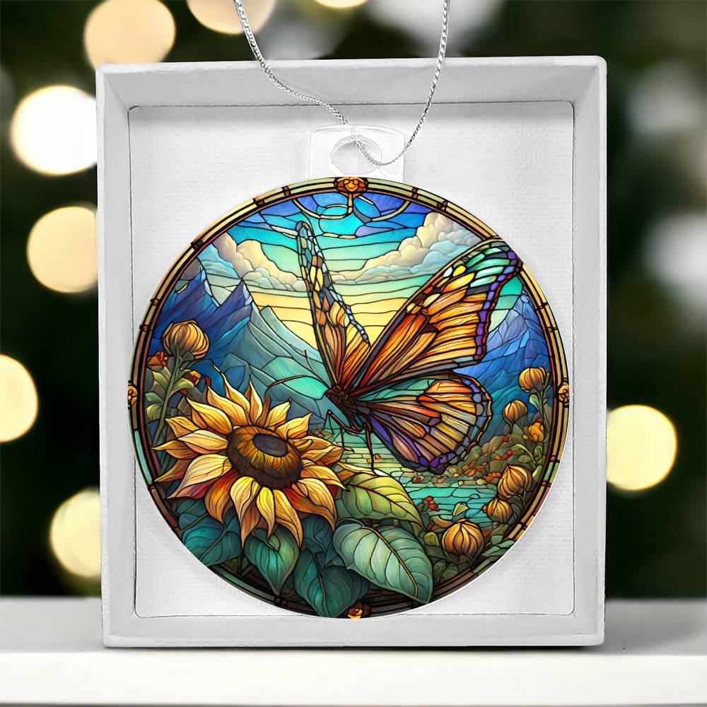 Butterfly Acrylic Christmas Ornament Faux Stained Glass Look-[Heartfelt Family Gift]
