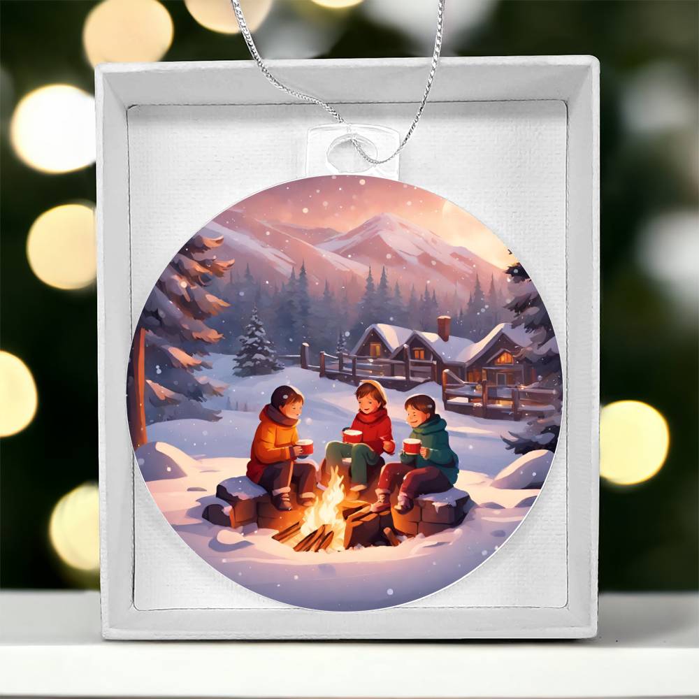 Fireside Snow Day Christmas Ornament - Cozy Holiday Decoration-[Heartfelt Family Gift]