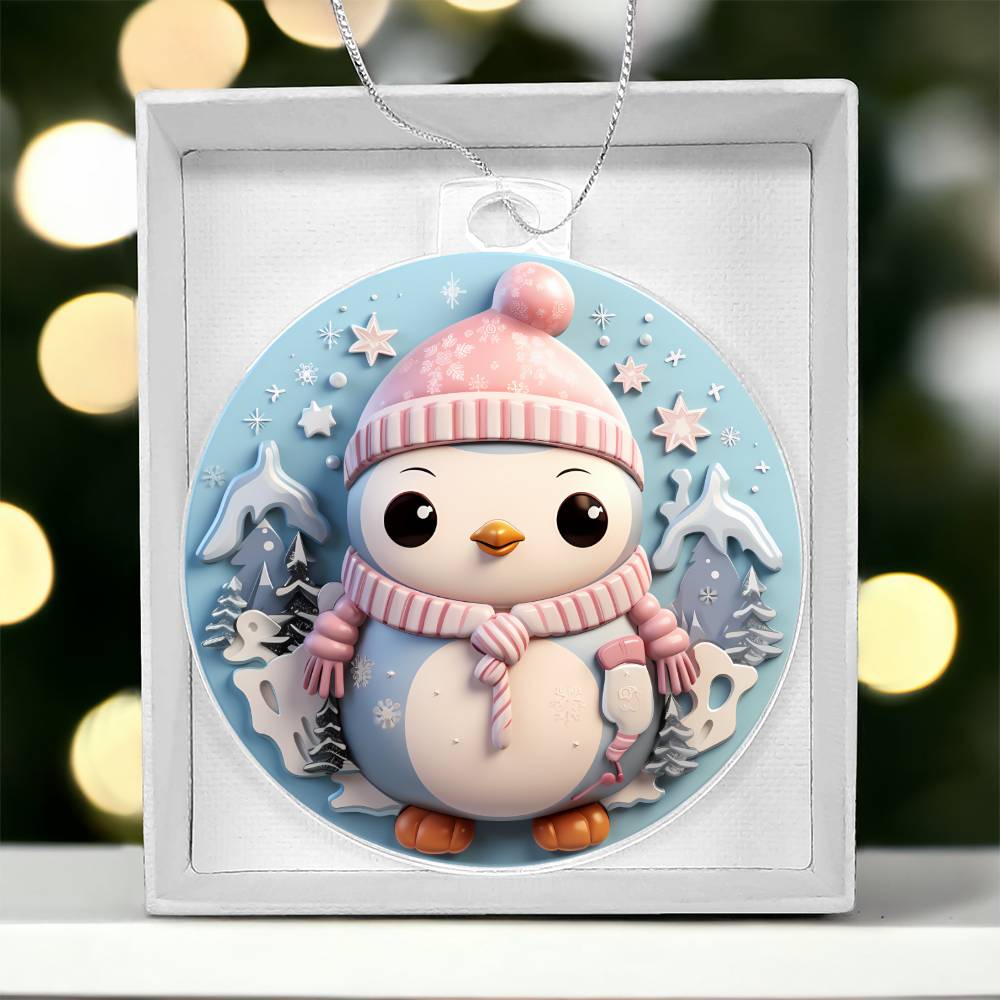 Pastel Penguin Acrylic Ornament - Ideal for Holiday Dcor-[Heartfelt Family Gift]