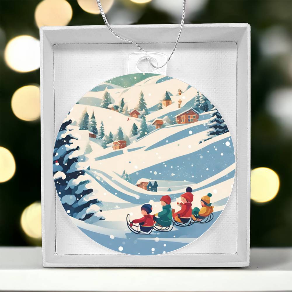 Kids Sledding Christmas Ornament - Handmade Winter Adventure Decor or Gift-[Heartfelt Family Gift]